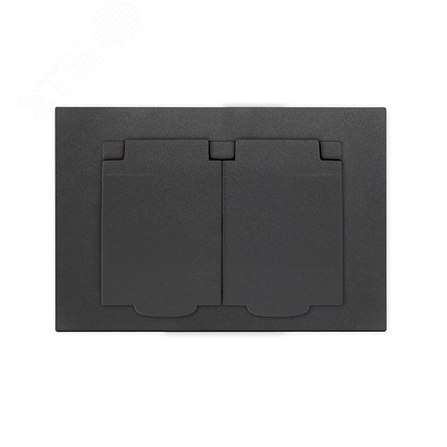 Изображение товара Розетка двухместная с крышкой UNIVersal серия Афина с/з, с/у, 16А, 220В, графит (еврослот), механизм (шт)