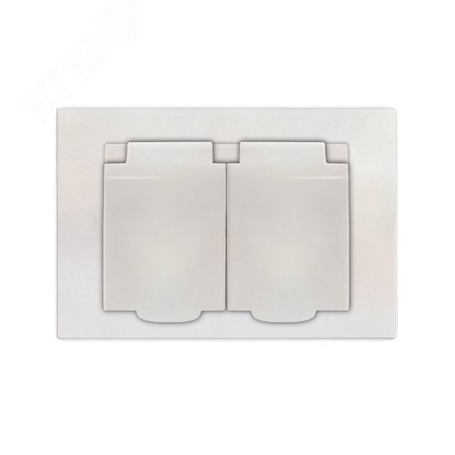 Изображение товара Розетка двухместная UNIVersal серия Афина с/з с крышкой, с/у, 16А, 220В, жемчуг (еврослот), механизм (шт)