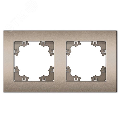 Изображение товара Рамка двухместная горизонтальная Афина шампань (еврослот) (шт)