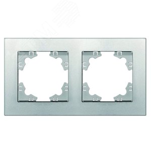 Рамка двухместная горизонтальная серия Афина серебро (еврослот)