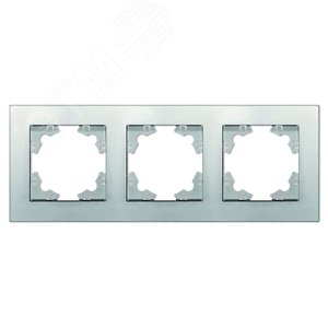 Рамка трехместная горизонтальная серия Афина серебро (еврослот)