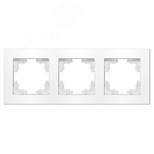 Рамка трехместная горизонтальная серия Афина белая (еврослот)