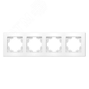 Рамка четырехместная горизонтальная серия Афина белая (еврослот)