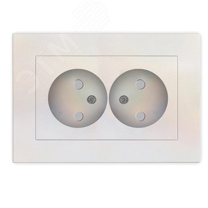 Изображение товара Розетка двухместная UNIVersal серия Афина б/з, с/у, з/ш, 16А, 220В, жемчуг (еврослот), механизм (шт)