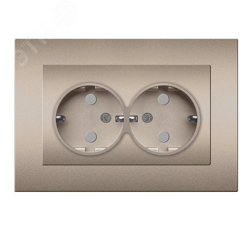 Изображение товара Розетка двухместная UNIVersal серия Афина с/з, с/у, з/ш 16А, 220В, шампань (еврослот), механизм (шт)