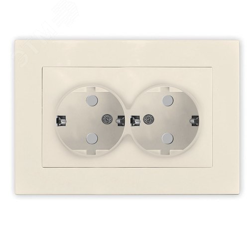 Изображение товара Розетка двухместная UNIVersal серия Афина с/з, с/у, з/ш 16А, 220В, слоновая кость (ivory) (еврослот), механизм (шт)