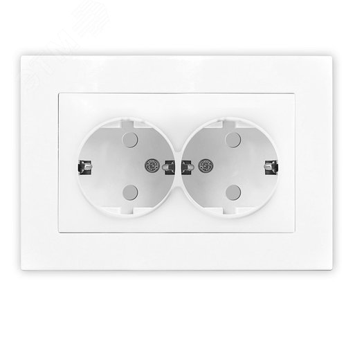 Изображение товара Розетка двухместная UNIVersal серия Афина с/з, с/у, з/ш 16А, 220В, механизм, белая (еврослот) (шт)