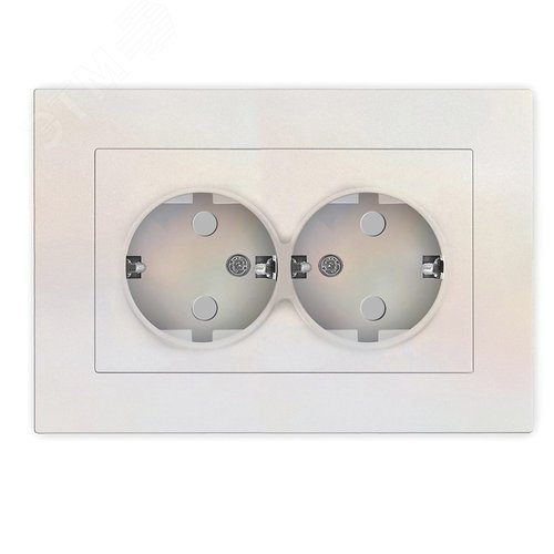 Изображение товара Розетка двухместная UNIVersal серия Афина с/з, с/у, з/ш 16А, 220В, жемчуг (еврослот), механизм (шт)