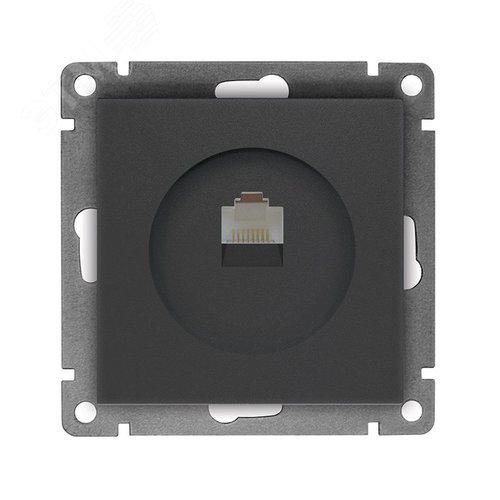 Изображение товара Розетка компьютерная одноместная UNIVersal серия Афина с/у, 1А, RJ45, графит (еврослот), механизм (шт)