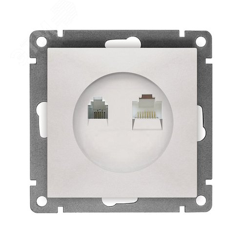 Изображение товара Розетка компьютерная+телефонная UNIVersal серия Афина, с/у, 1А, RJ45, RJ12, жемчуг (еврослот), механизм (шт)