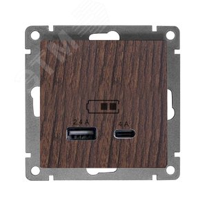 Изображение товара Розетка USB Афина A+С 2.4/4А, механизм с/у, венге (еврослот) (шт)