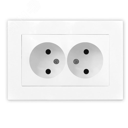 Изображение товара Розетка двухместная UNIVersal серия Афина б/з, с/у, 16А, 220В, белая (еврослот), механизм (шт)