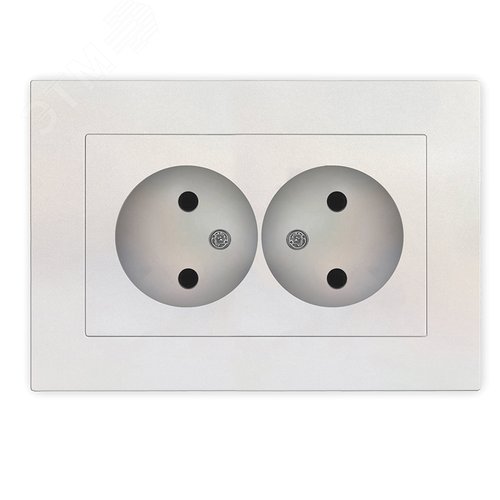 Изображение товара Розетка двухместная UNIVersal серия Афина б/з, с/у, 16А, 220В, жемчуг (еврослот), механизм (шт)