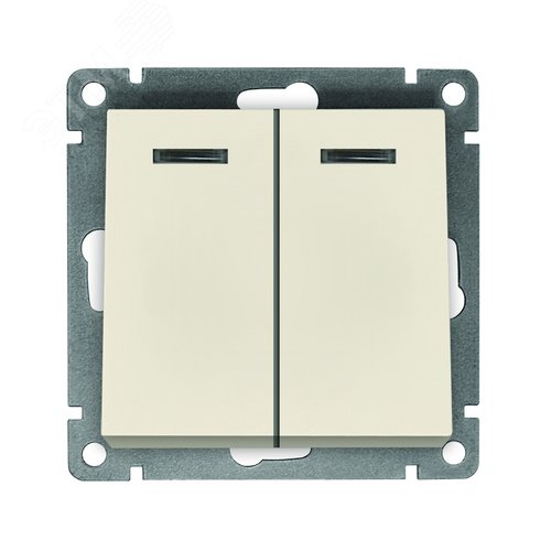Изображение товара Выключатель двухклавишный с подсветкой UNIVersal серия Афина , с/у, 10А, 220В, слоновая кость (ivory) (еврослот), механизм (шт)