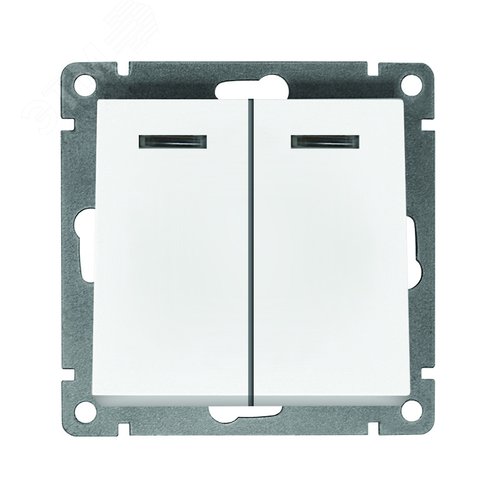 Изображение товара Выключатель двухклавишный с подсветкой UNIVersal серия Афина , с/у, 10А, 220В, механизм, белый (еврослот) (шт)