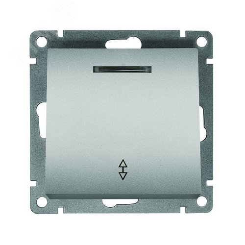 Изображение товара Выключатель проходной одноклавишный с подсветкой UNIVersal серия Афина , с/у, 10А, 220В, серебро (еврослот), механизм (шт)