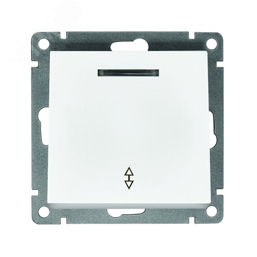 Изображение товара Выключатель проходной одноклавишный с подсветкой UNIVersal серия Афина , с/у, 10А, 220В, механизм, бел. (еврослот) (шт)