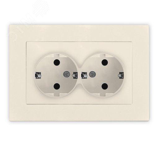 Изображение товара Розетка двухместная UNIVersal серия Афина с/з, с/у, 16А, 220В, слоновая кость (ivory) (еврослот), механизм (шт)