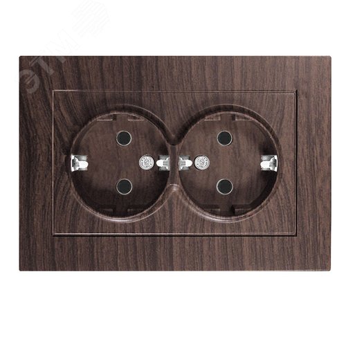 Изображение товара Розетка двухместная UNIVersal серия Афина с/з, с/у, 16А, 220В, венге (еврослот), механизм (шт)