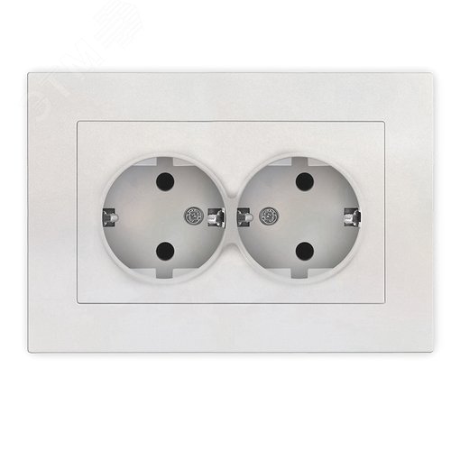 Изображение товара Розетка двухместная UNIVersal серия Афина с/з, с/у, 16А, 220В, жемчуг (еврослот), механизм (шт)