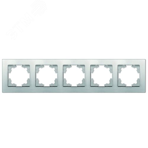 Изображение товара Рамка пятиместная горизонтальная Афина серебро (еврослот) (шт)