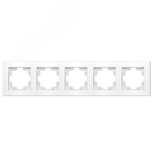 Рамка пятиместная горизонтальная серия Афина белая (еврослот)