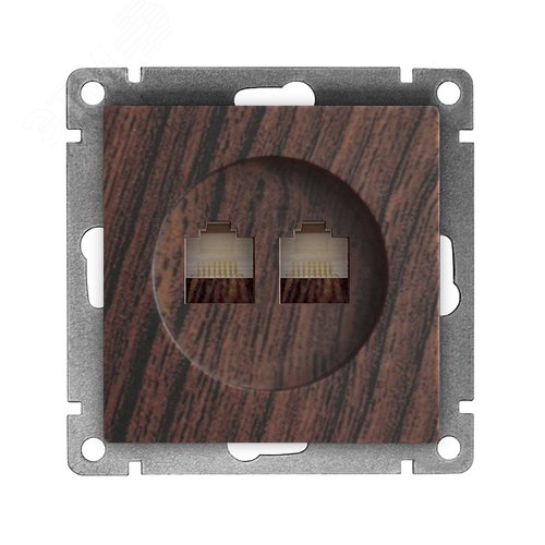 Изображение товара Розетка компьютерная двухместная UNIVersal серия Афина с/у, 1А, RJ45, венге (еврослот), механизм (шт)