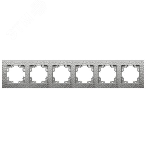 Изображение товара Рамка фактурная 6 постов универсальная UNIVersal Афина серебро (еврослот) (шт)