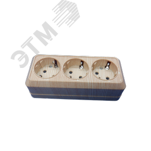 Изображение товара Розетка трехместная Олимп с/з, наружная, 16А, 220В, сосна (еврослот) (шт)