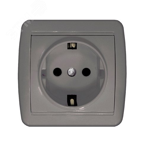 Изображение товара Клио розетка одноместная Клио, IP44, с/з, о/у, 16А, 220В, серый (еврослот) (шт)