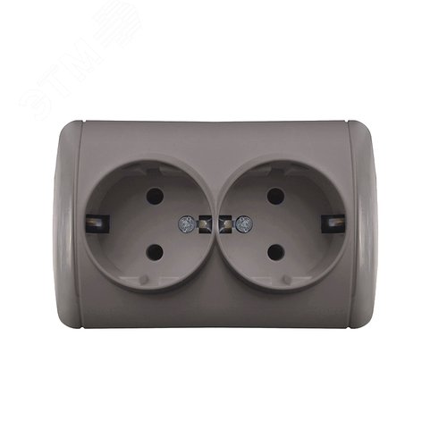 Изображение товара Клио розетка двухместная Клио, IP44, с/з, о/у, 16А, 220В, серый (еврослот) (шт)