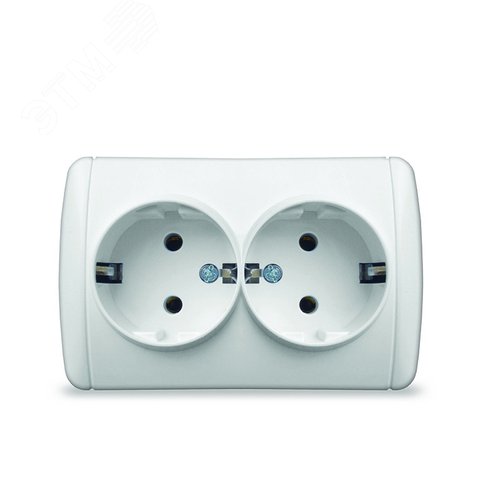 Изображение товара Клио Розетка электрическая двухпостовая с/з IP44 белый (шт)