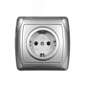 Изображение товара Маргарита розетка одноместная с/з, с/у, 16А, 220В, серебро (еврослот) (шт)