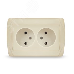 Изображение товара Маргарита розетка двухместная б/з, с/у, 16А, 220В, сл.кость (ivory) (еврослот) (шт)