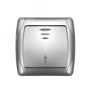 Изображение товара Маргарита выключатель проходной одноклавишный с подсветкой с/у, 10А, 220В, серебро (еврослот) (шт)