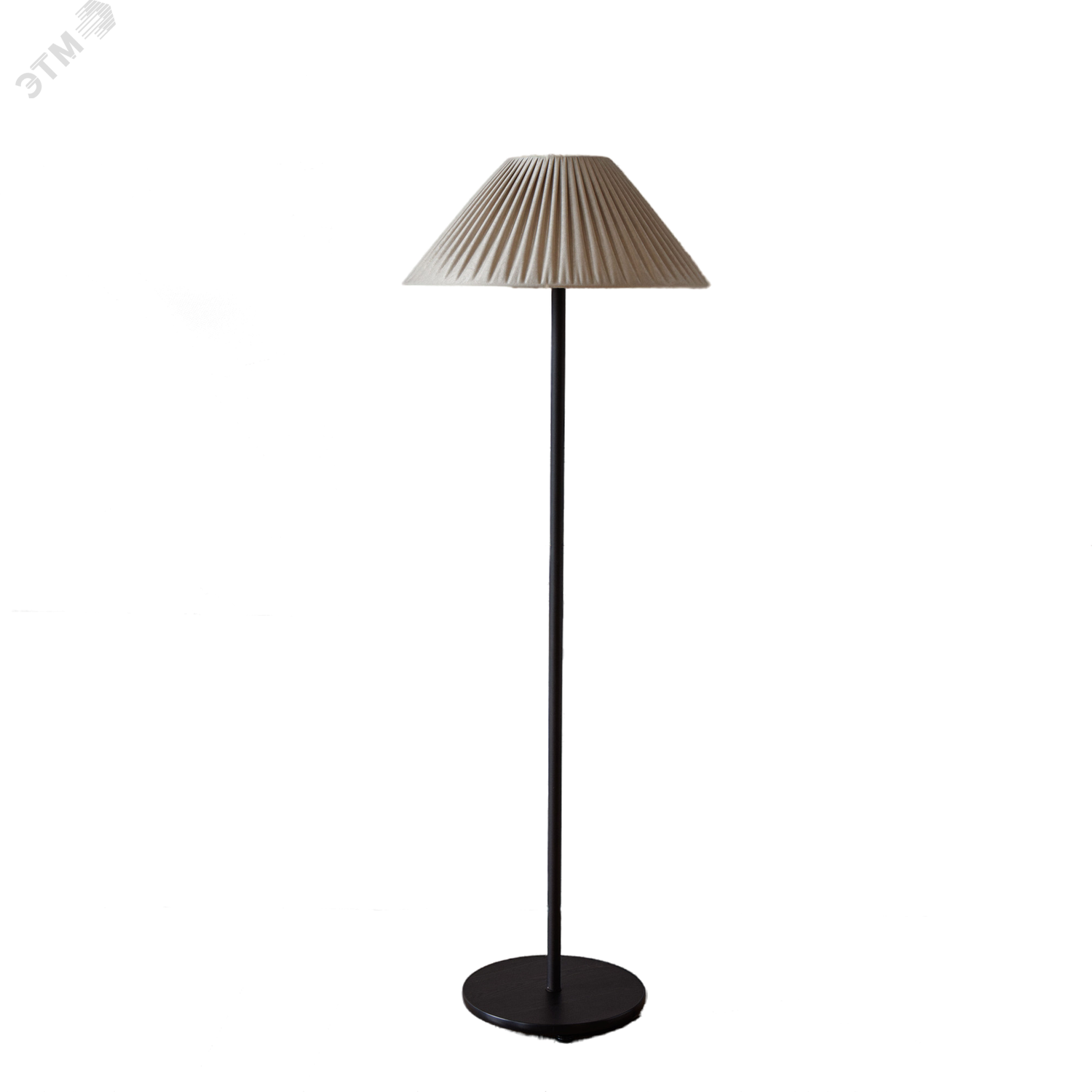 Изображение товара Напольный светильник торшер с бежевым абажуром и черным основанием Эркадо