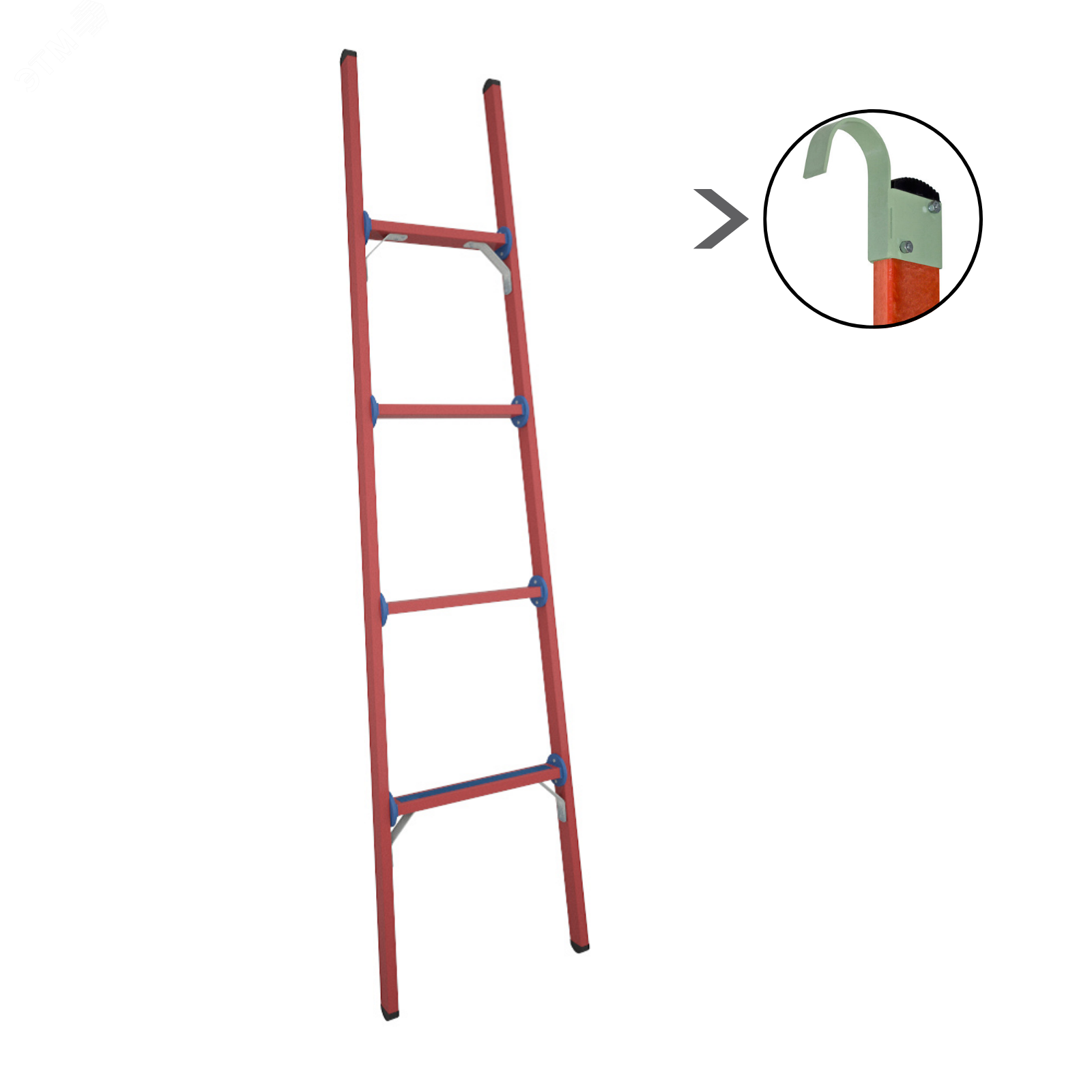 Изображение товара Лестница стеклопластиковая приставная диэлектрическая, крюки ЛСПД-1, 8 К (шт)