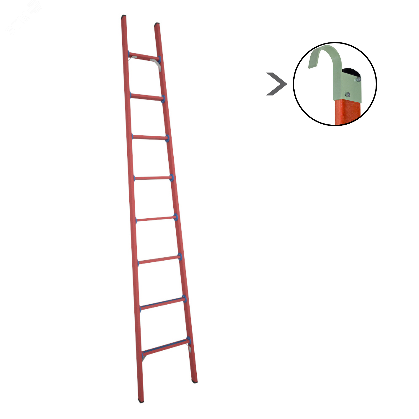 Изображение товара Лестница стеклопластиковая приставная диэлектрическая крюки ЛСПД-3,0 Е К (шт)