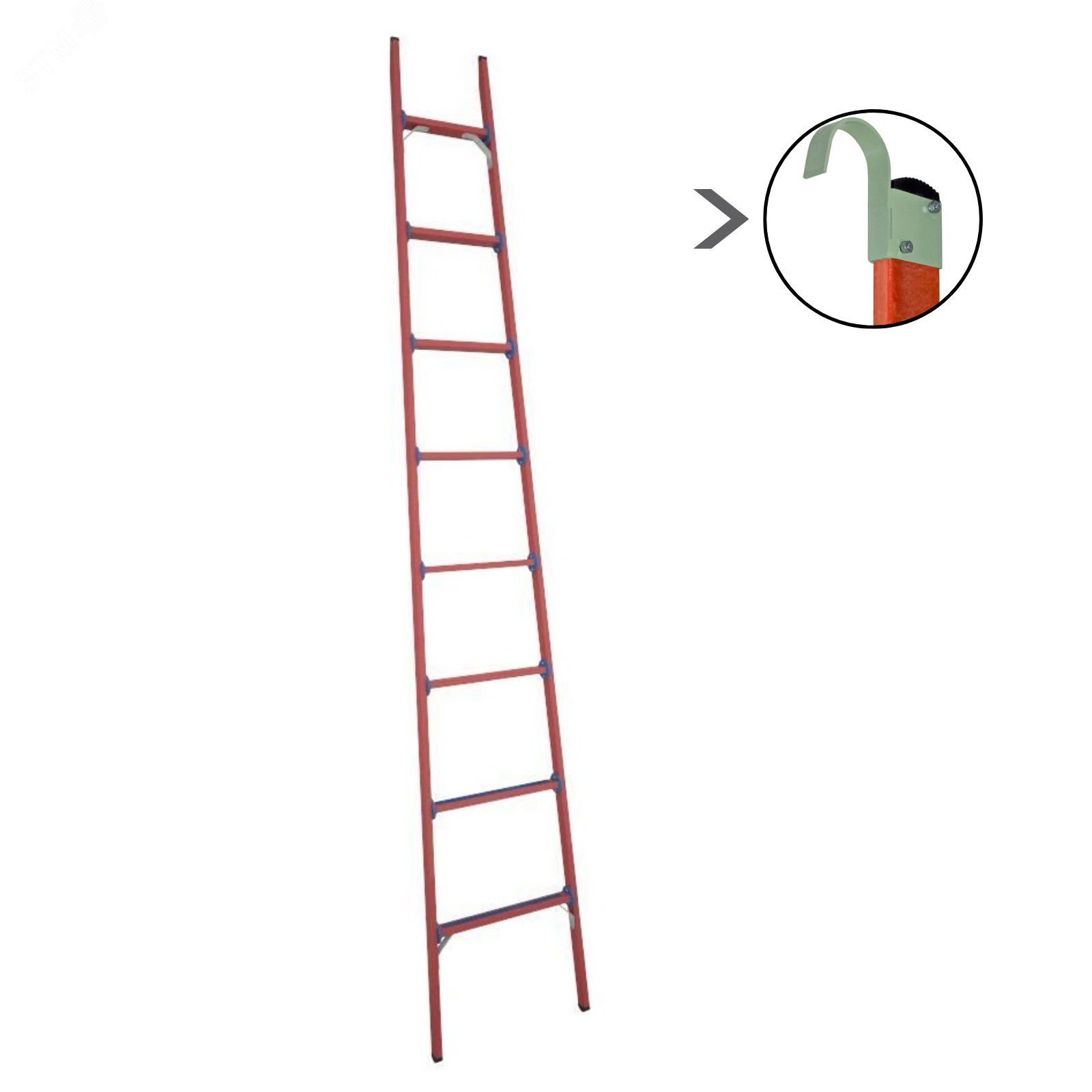 Изображение товара Лестница стеклопластиковая приставная диэлектрическая крюки ЛСПД-3,0 К (шт)