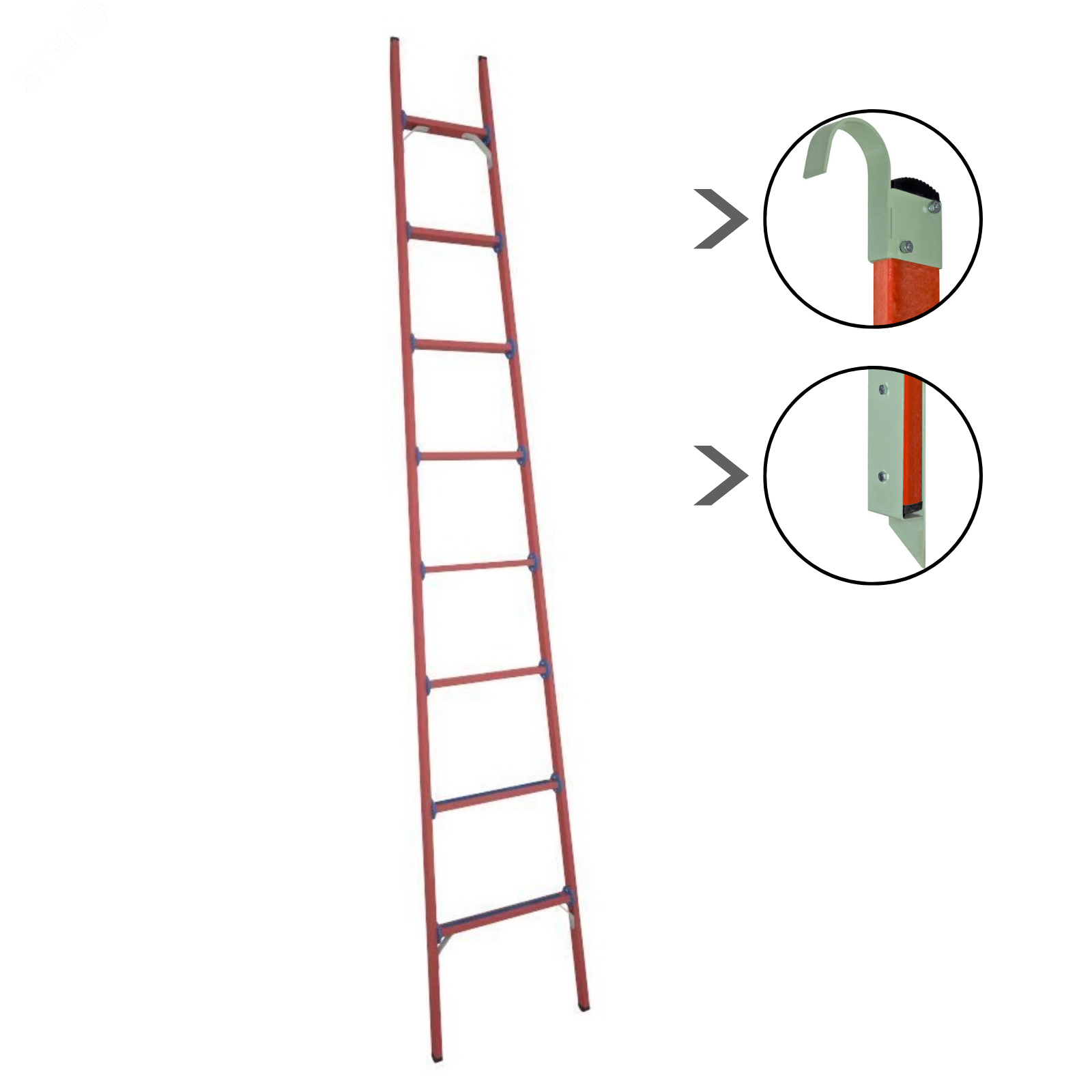 Изображение товара Диэлектрическая приставная лестница ЛСПД-3,0 МГ К АнтиТок 3,7 м нагрузка 200 кг