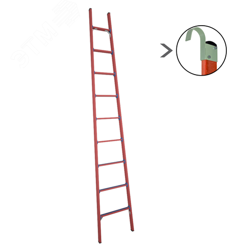 Изображение товара Лестница стеклопластиковая приставная диэлектрическая крюки ЛСПД-3,5 Евро К (шт)