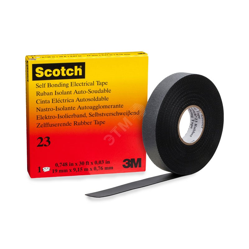 Изолента резиновая черная 19мм 9.1м сырая резина самовулканирующаяся Scotch 23 7000007286 3М - превью 2