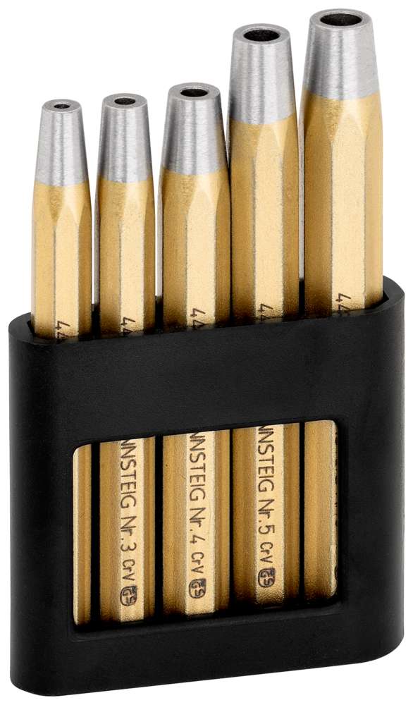 Набор натяжек для заклепок DIN 6434, 5 пр., заклепка 2/3/4/5/6 мм, 8-гранный профиль, на подставке