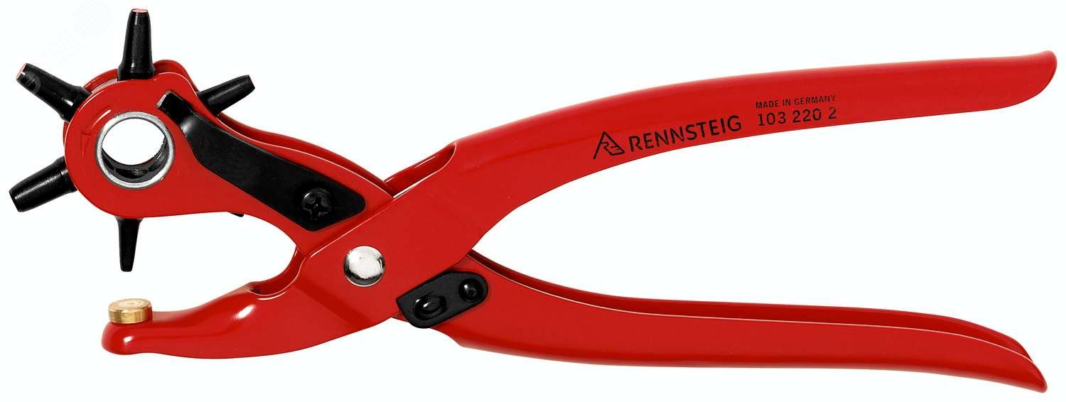 Изображение товара Просекатель с револьверной головкой, пуансоны 2-2.5-3-3.5-4-5 мм, для кожи/ткани/пластика, 220 мм, порошковое покрытие (шт)