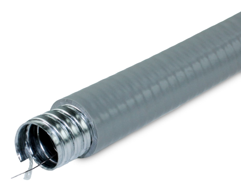 Металлорукав в ПВХ изоляции МПГ нг толстостенный  16  (50 м/уп.) серый с протяжкой ГОФРОМАТИК