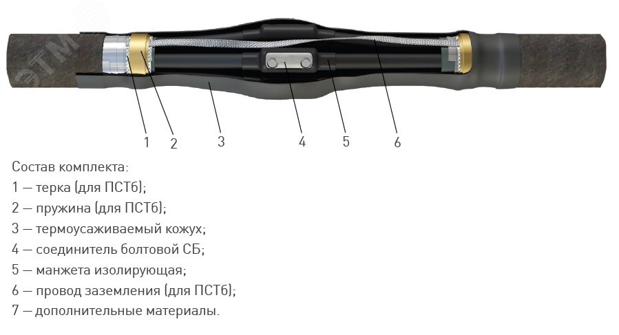 Муфта 3 ПСТ-1  (70-120) нг-Ls с соединителями     (пластик/ЭПР  без брони)  ЗЭТАРУС - превью 2