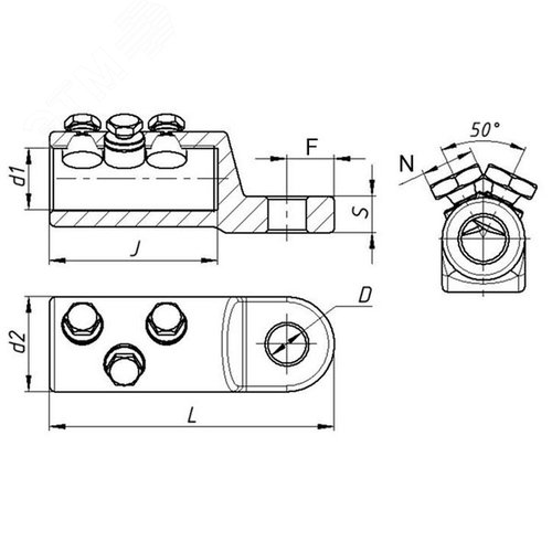 Наконечник болтовой 3НБВ-5-005 (500/630) ЗЭТАРУС - фото 2