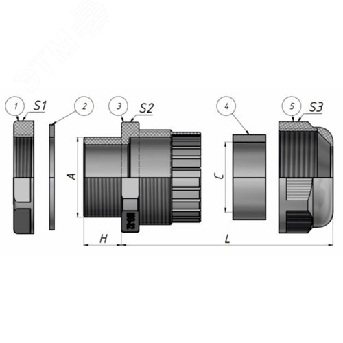 Сальник MG  20 пластик (6-12мм) IP68 ФИОЛЕТ ГОФРОМАТИК - фото 3