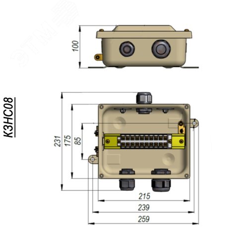Коробка с зажимами наборными КЗНС-08 УХЛ1,5  IP65  латунный ввод ГОФРОМАТИК - фото 3