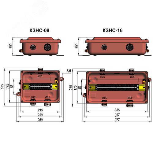 Коробка с зажимами наборными КЗНС-08 УХЛ1,5  IP65  латунный ввод ГОФРОМАТИК - фото 4